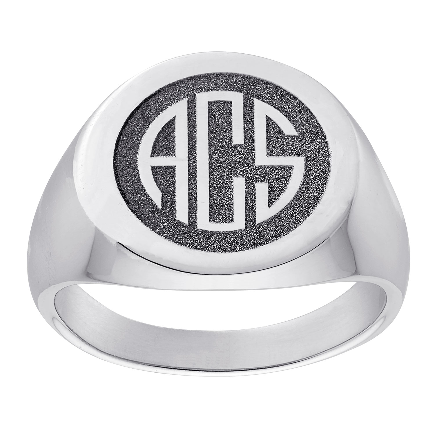 Sterling Silver Men&#39;s Monogram Top-Engraved Signet Ring - 36057 | Limoges Jewelry