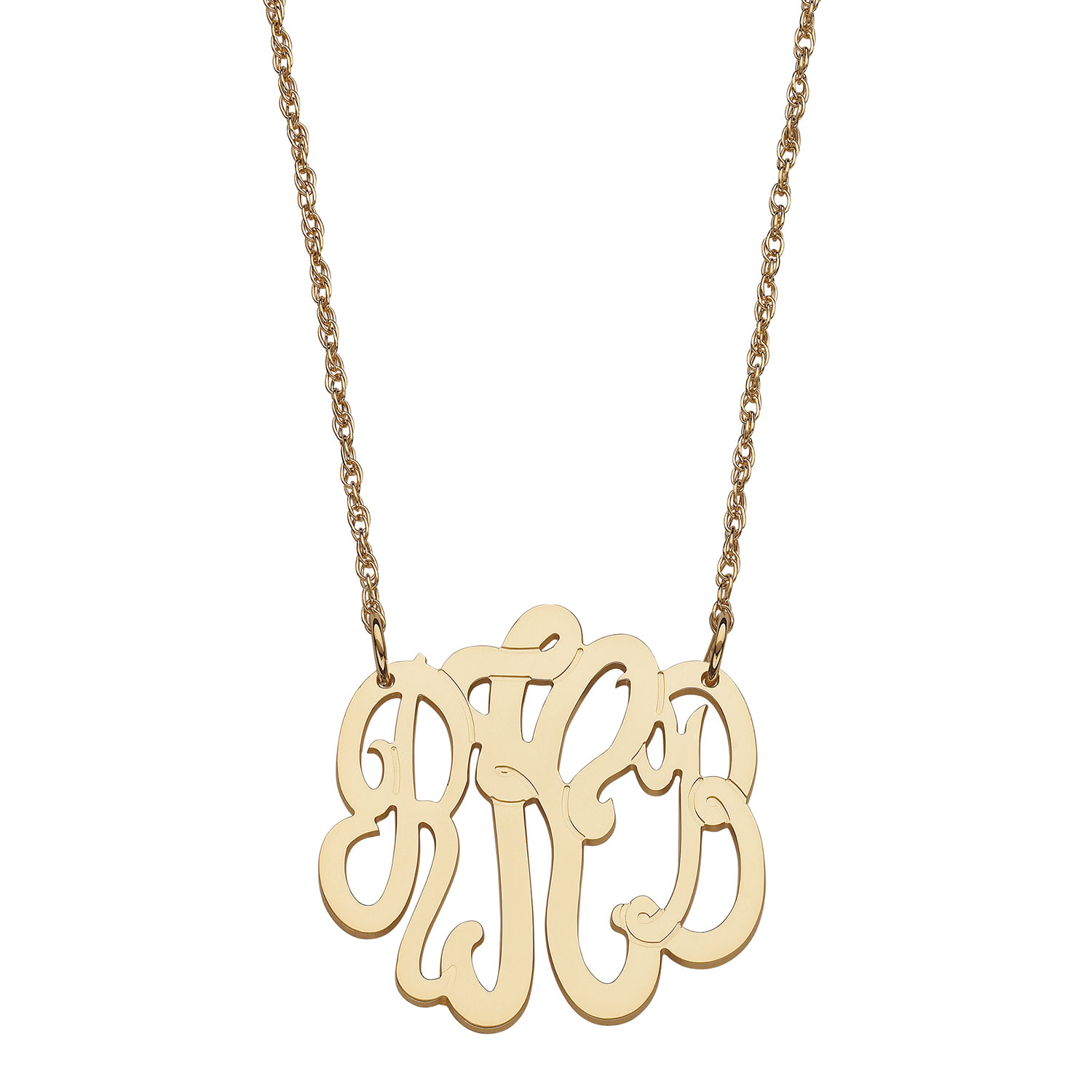 14K Yellow Gold 3 Initial Monogram Necklace - Small - 24941 | Limoges Jewelry
