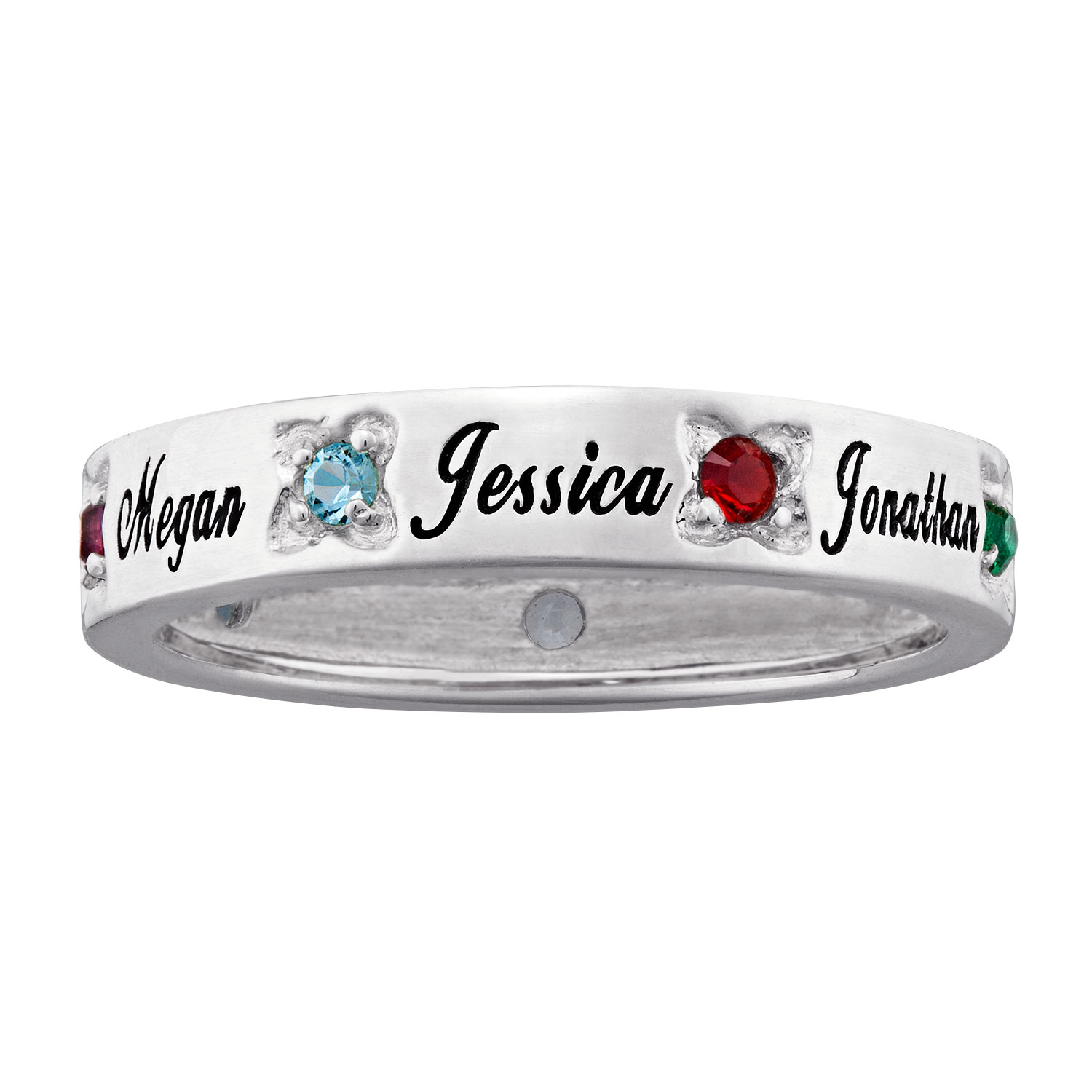 Mothers Engraved Name And Birthstone Rings