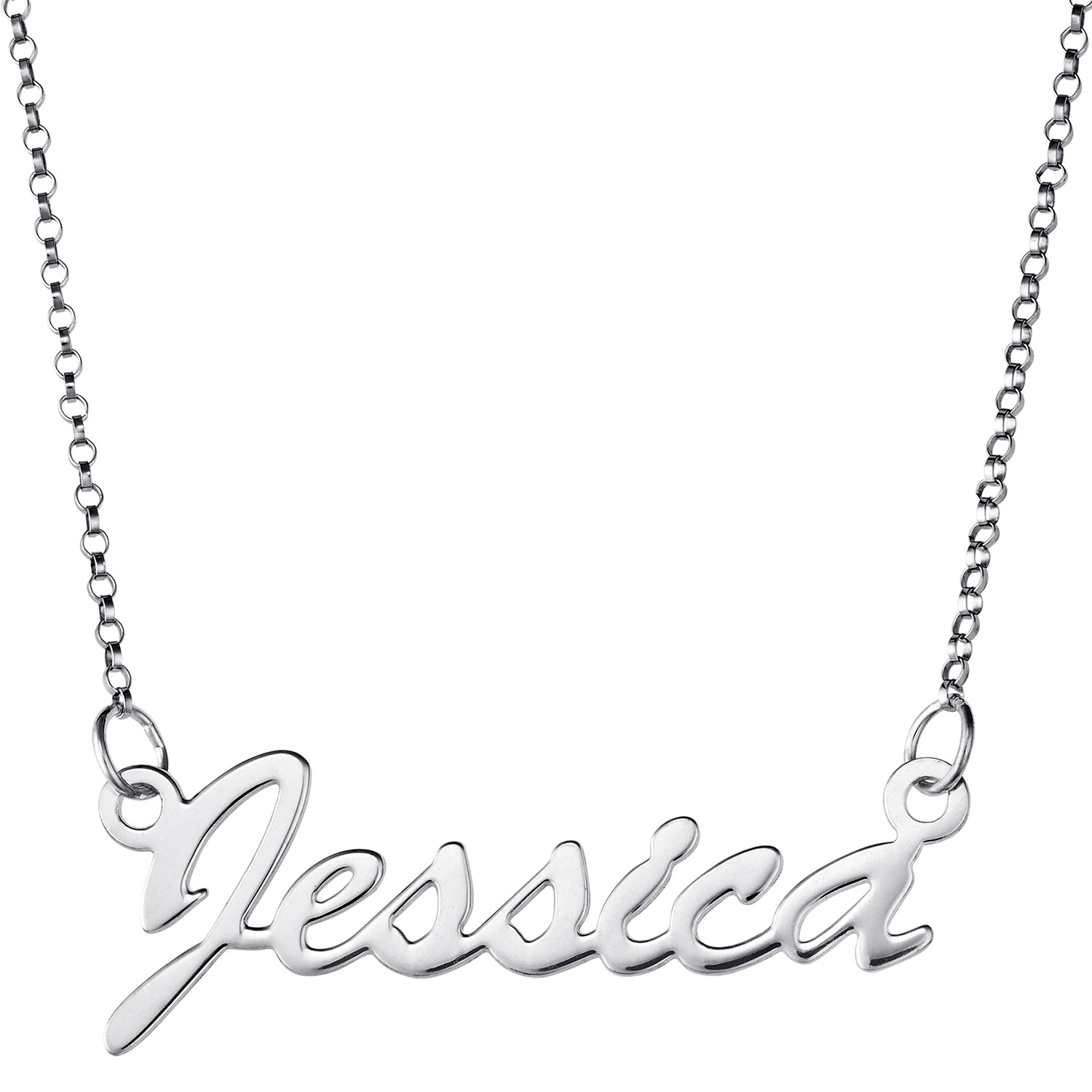 Sterling Silver Hollywood Script Name Necklace