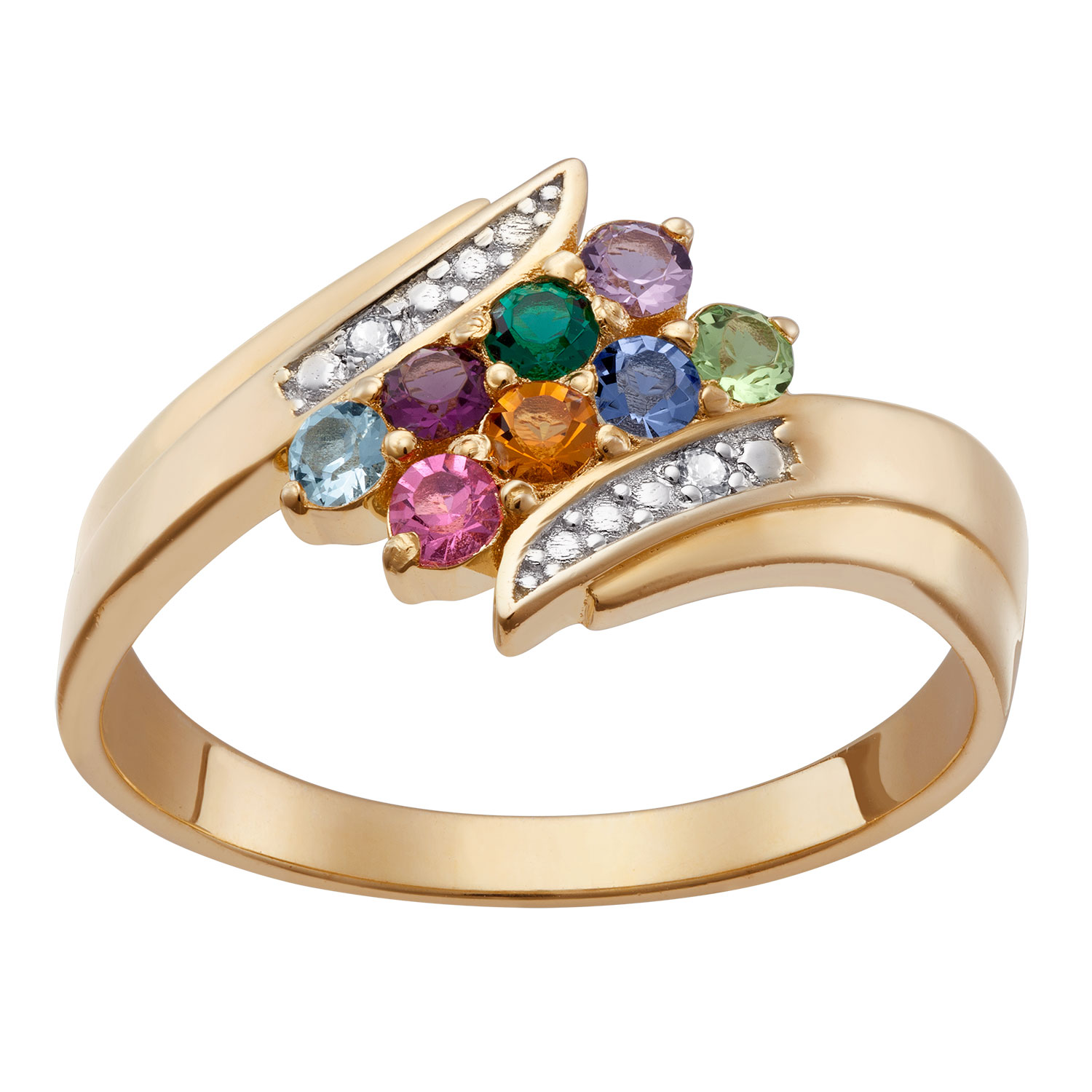 Personalized Family Birthstone Bypass Ring 43280 Limoges Jewelry
